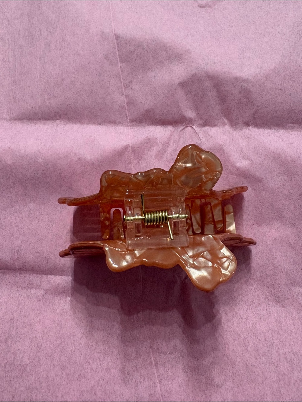 Pearlescent Orange Croissant Hair Clip with Bow - Picture 5 of 5